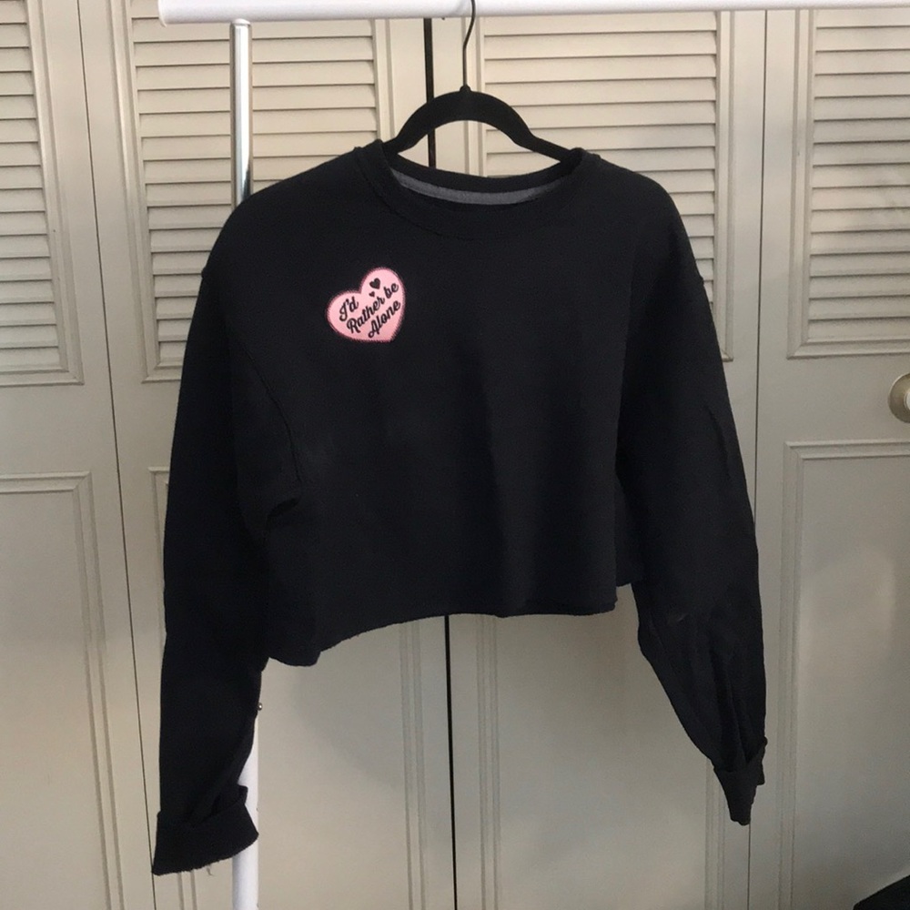 black cropped sweatshirt